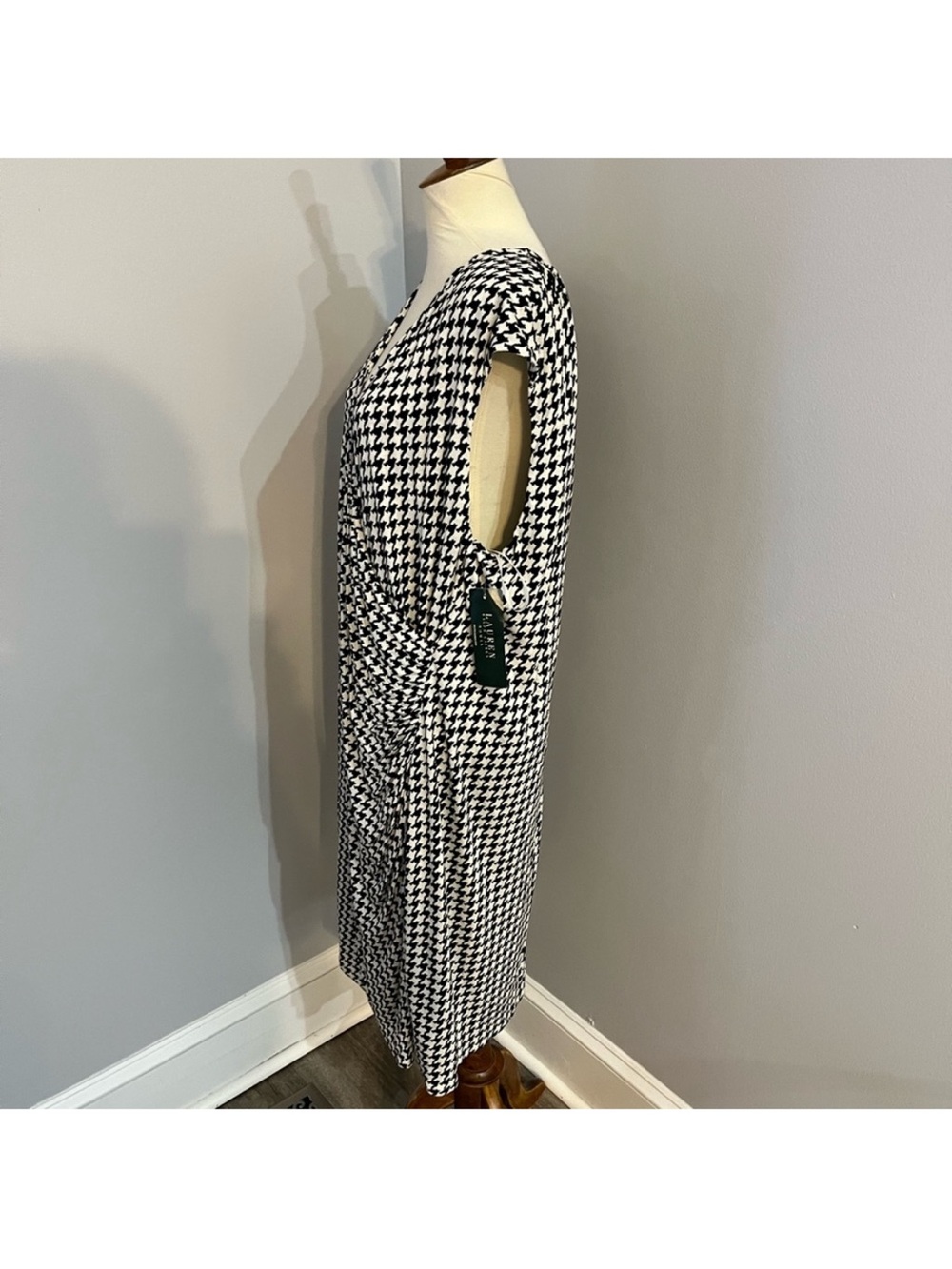 Lauren Ralph Lauren Black & White Houndstooth Midi Dress Size 3X - Picture 3 of 5